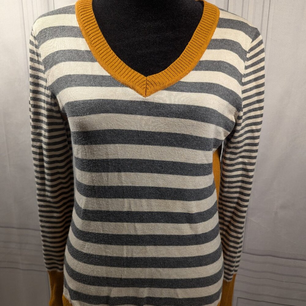 V-Neck Patchwork Sweater